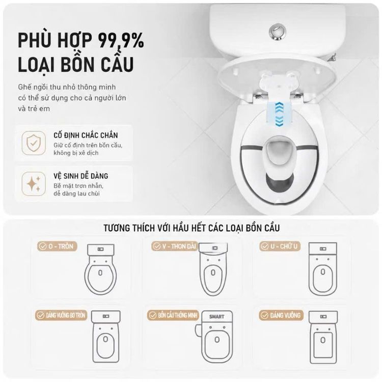 Tương thích bồn cầu tròn, thon dài, chữ U, vuông bo tròn, thông minh, dáng vuông